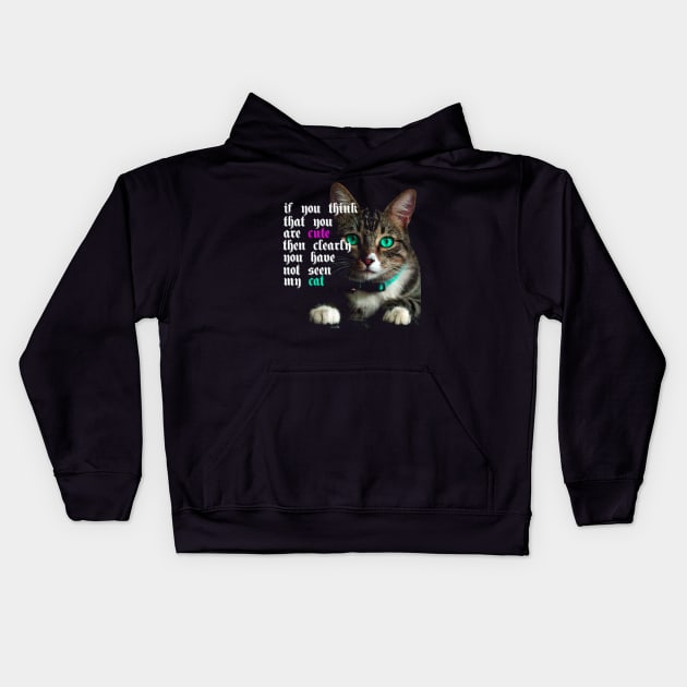 Funny Cat T Shirt Kids Hoodie by MKUSH83